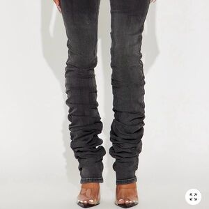 Black Washed Stacked Jeans
